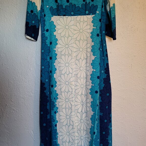 Vintage 60s Cotton Floral Maxi Dress - Picture 11 of 11